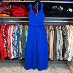 Hard Wear royal blue sleeveless ruched waist knit maxi dress size XS